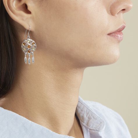 Boucles D'oreilles Argent Blanc Lorena Ambre - Boucles d'oreilles Pendantes Femme | Marc Orian