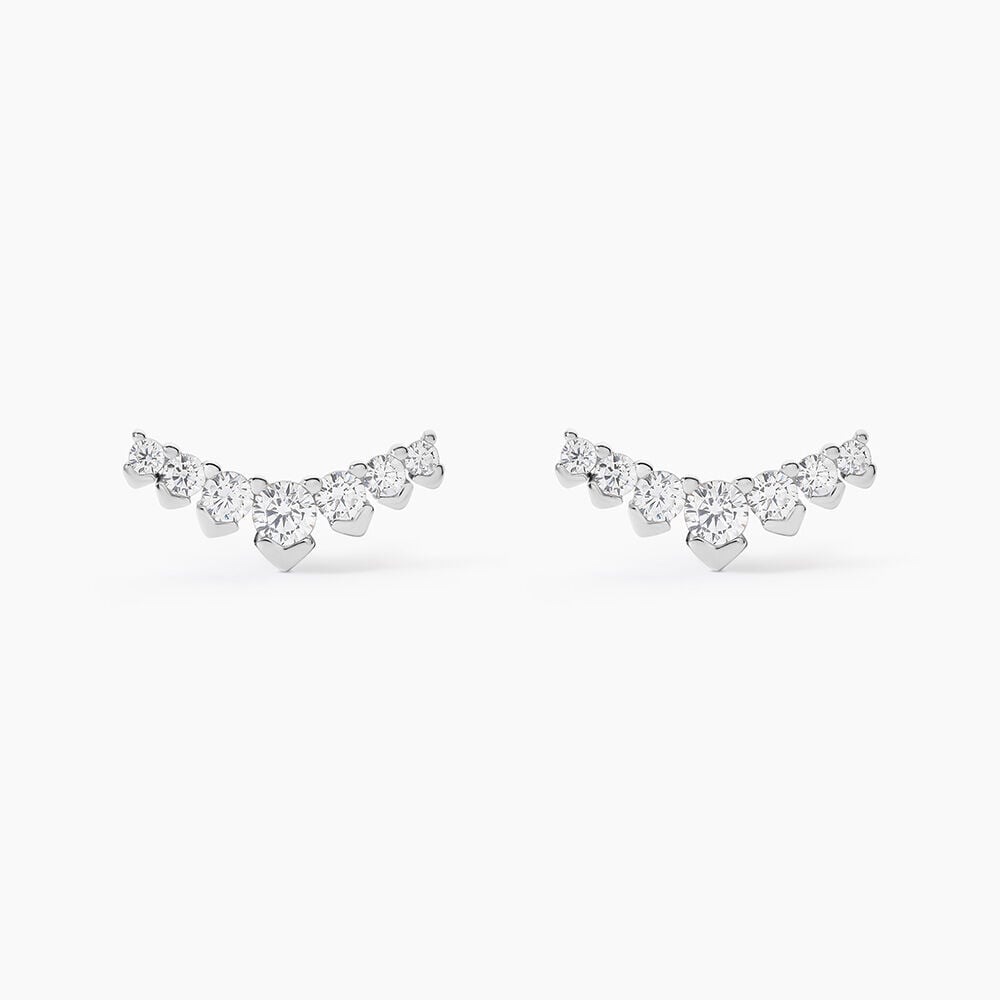 Boucles D'oreilles Puces Zuina Argent Blanc Oxyde De Zirconium - Puces Femme | Marc Orian