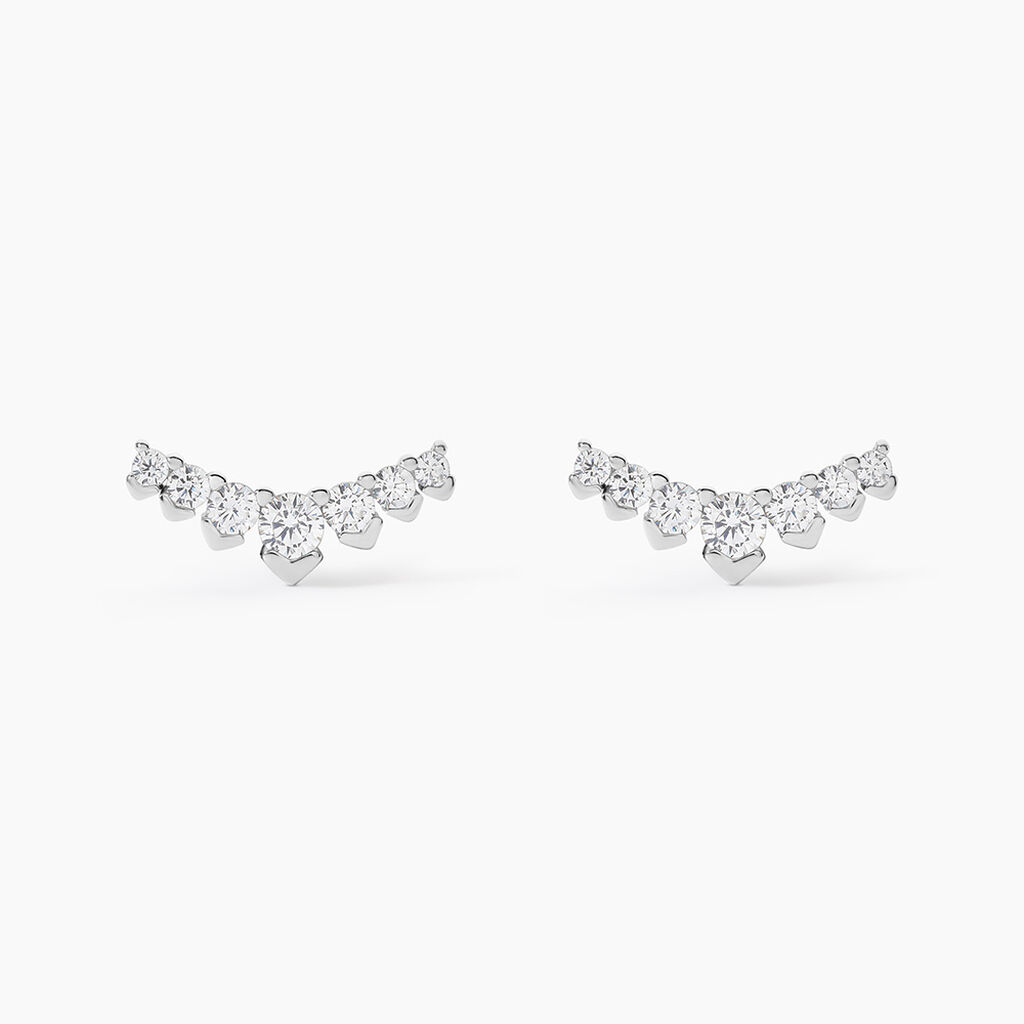 Boucles D'oreilles Puces Zuina Argent Blanc Oxyde De Zirconium - Puces Femme | Marc Orian
