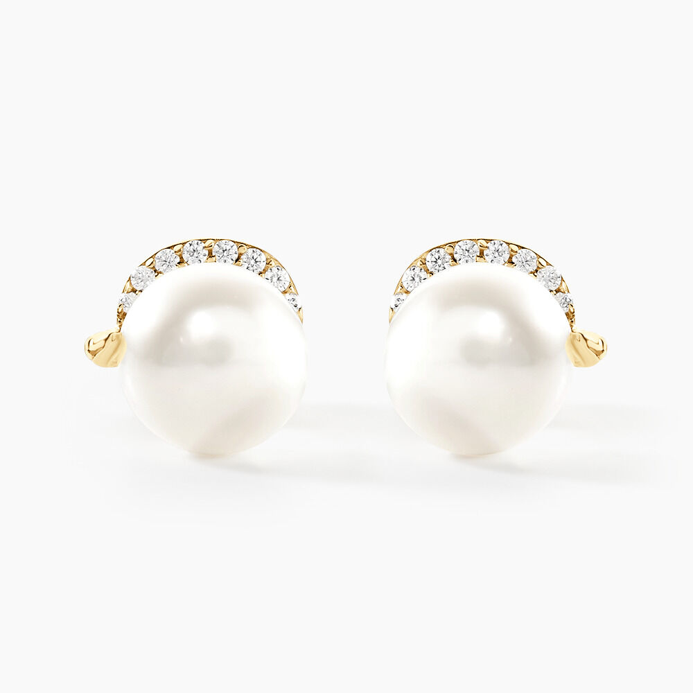 Boucles D'oreilles Puces Lucinda Or Jaune Perle De Culture - Puces Femme | Marc Orian