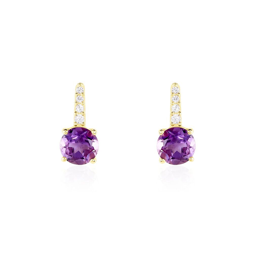 Bijoux D'oreilles Monroe Or Jaune Améthyste Oxyde De Zirconium - Puces Femme | Marc Orian