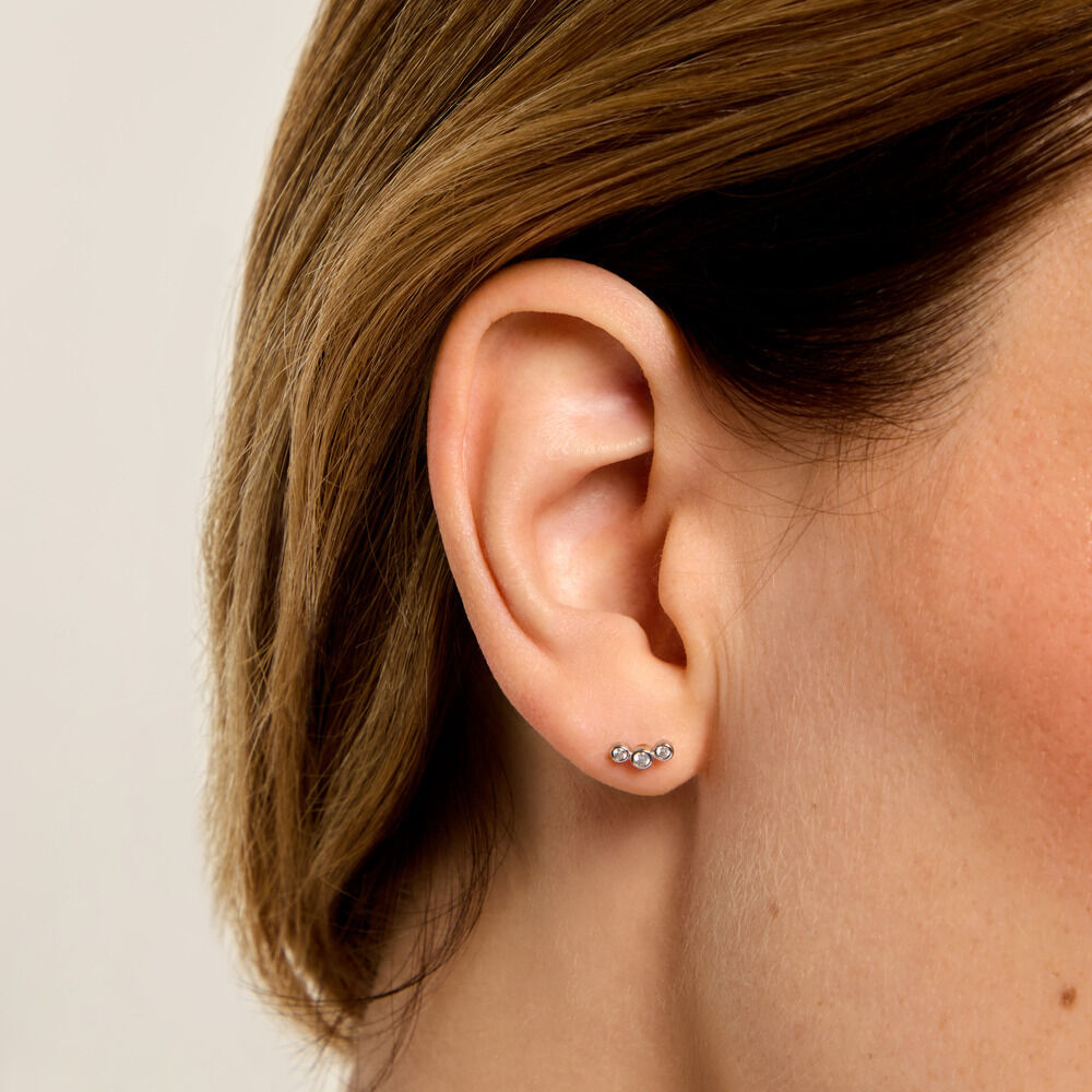 Boucles D'Oreilles Puces Flor Argent Blanc Oxyde De Zirconium - Puces Femme | Marc Orian