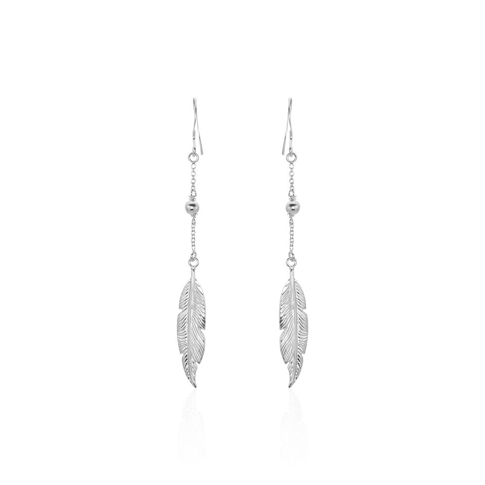Boucles D'oreilles Pendantes Aliza Argent Blanc - Pendantes Femme | Marc Orian
