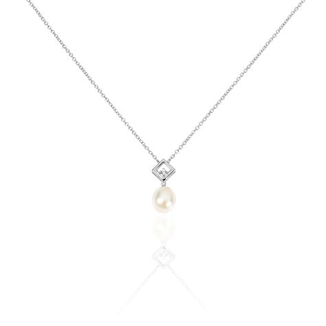 Collier Drusilla Argent Blanc Perle De Culture Et Oxyde De Zirconium - Colliers avec pierres Femme | Marc Orian