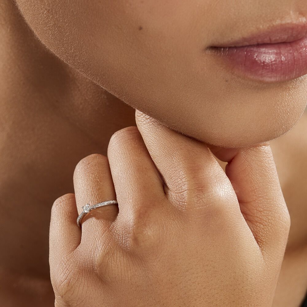Bague Solitaire Hemera Or Blanc Diamant -  Femme | Marc Orian