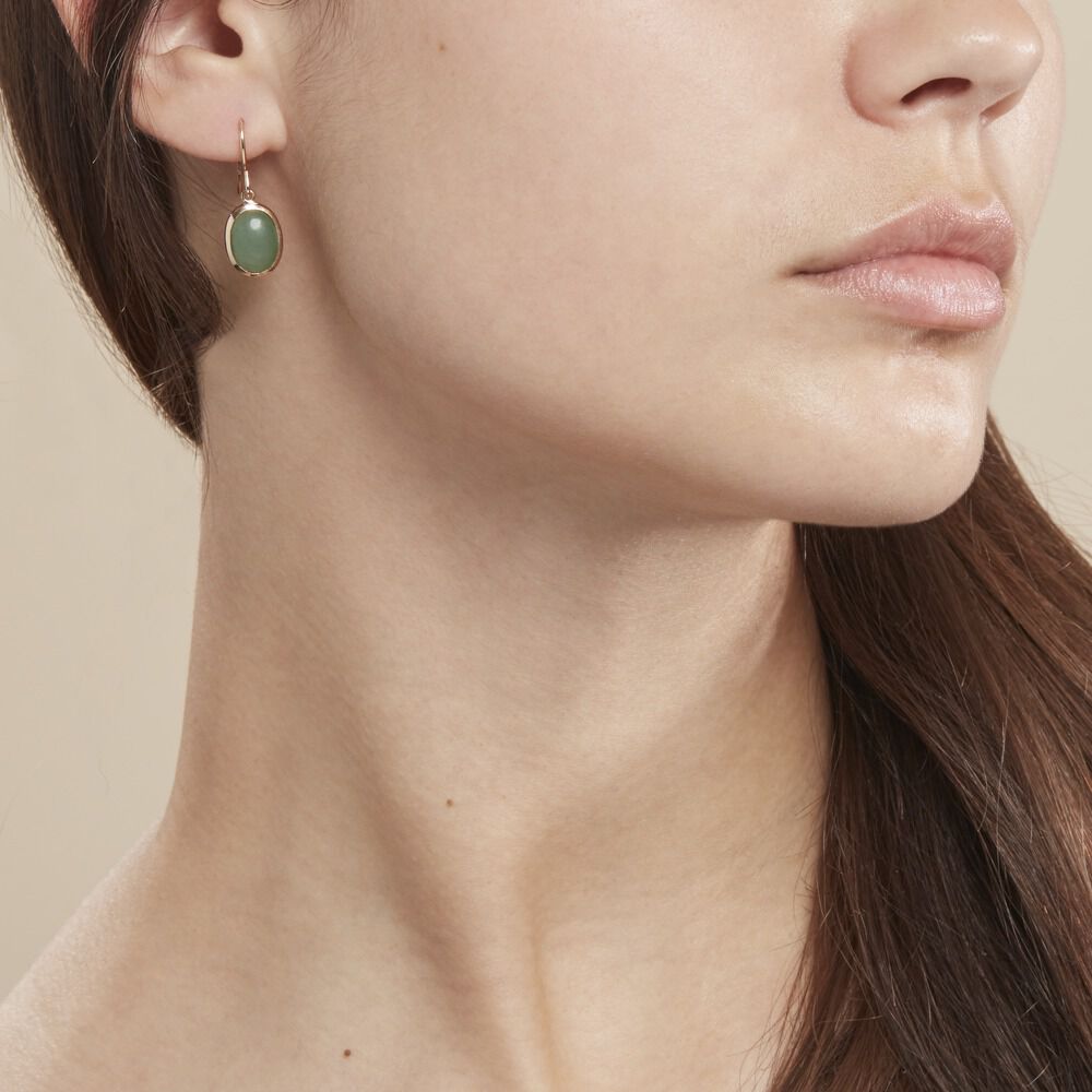 Boucles D'oreilles Pendantes Veina Plaqué Or Jaune Aventurine - Pendantes Femme | Marc Orian