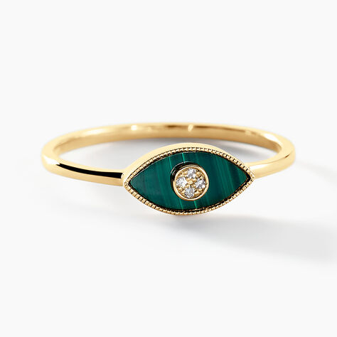 Bague Matiasma Or Jaune Malachite Diamant - Bagues de promesse Femme | Marc Orian