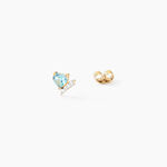 Boucles D'Oreilles Puces Eva Argent Dor&eacute; A L'Or 750/1000 Topaze Oxyde De Zirconium - Puces Femme | Marc Orian