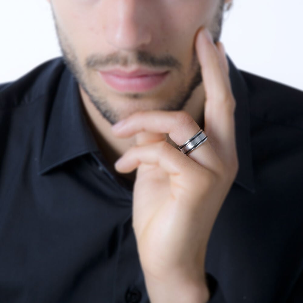 Bague Margalith Acier Blanc - Bagues grosses Homme | Marc Orian