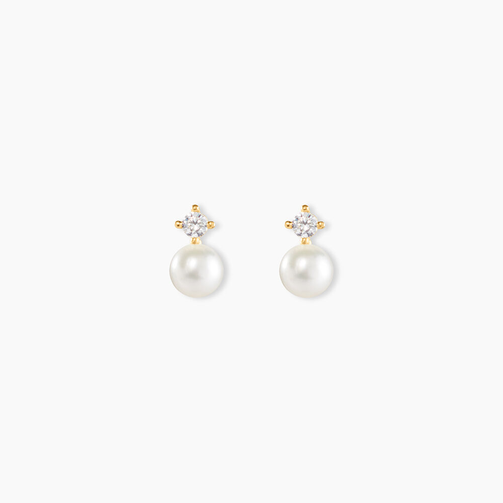 Boucles D'oreilles Puces Eolande Or Jaune Perle De Culture - Puces Femme | Marc Orian