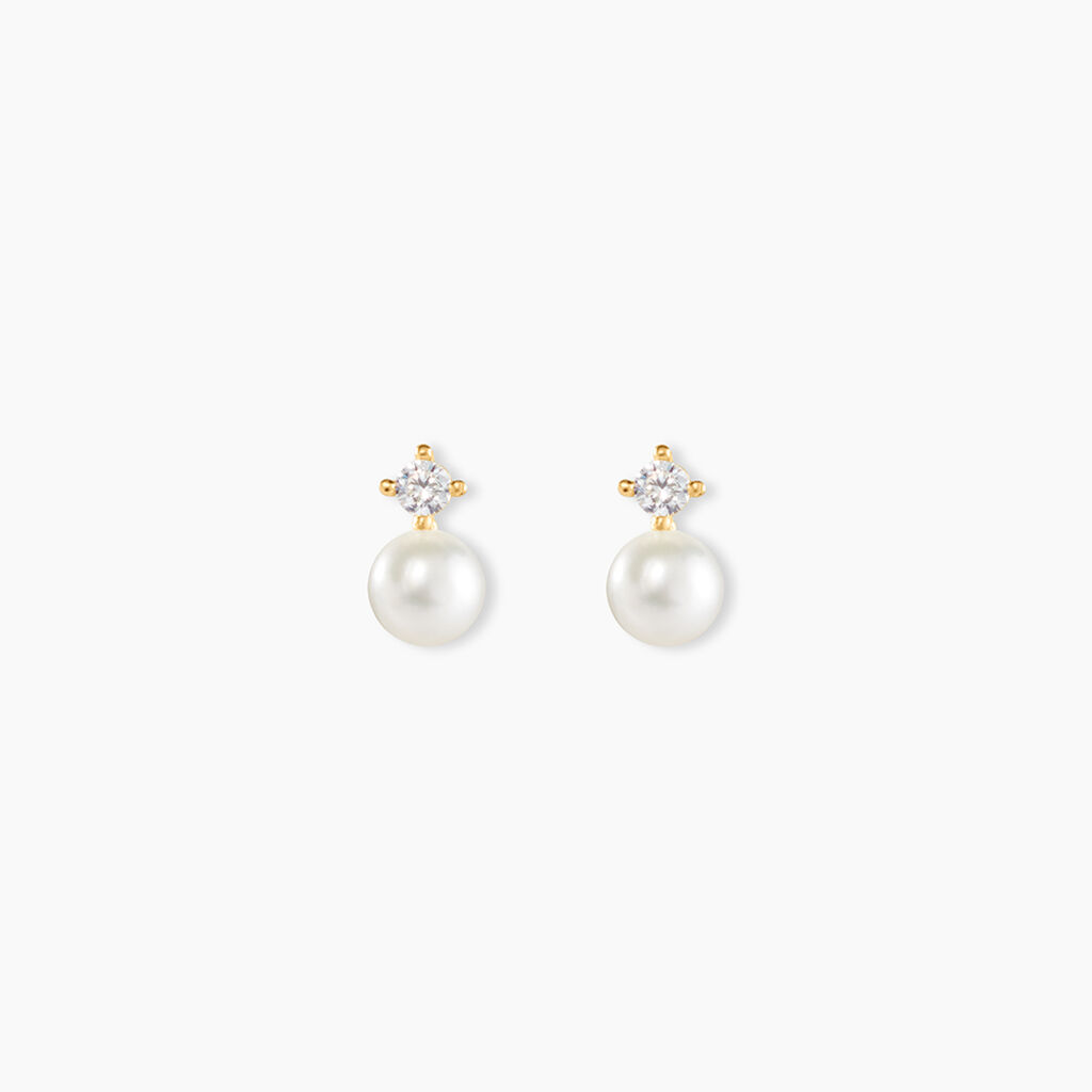 Boucles D'oreilles Puces Eolande Or Jaune Perle De Culture - Puces Femme | Marc Orian