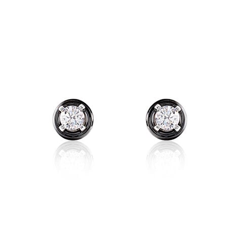 Boucles D'oreilles Puces Renda Argent  Céramique Et Oxyde De Zirconium - Puces Femme | Marc Orian