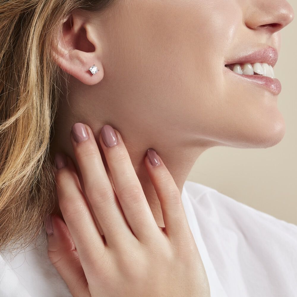 Boucles D'oreilles Puces Alys Argent Blanc Oxyde De Zirconium - Puces Femme | Marc Orian