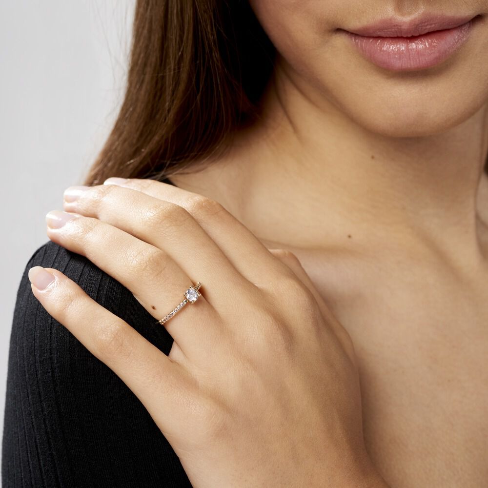 Bague Solitaire Mireilla Plaqué Or Jaune Oxyde De Zirconium - Solitaires Femme | Marc Orian