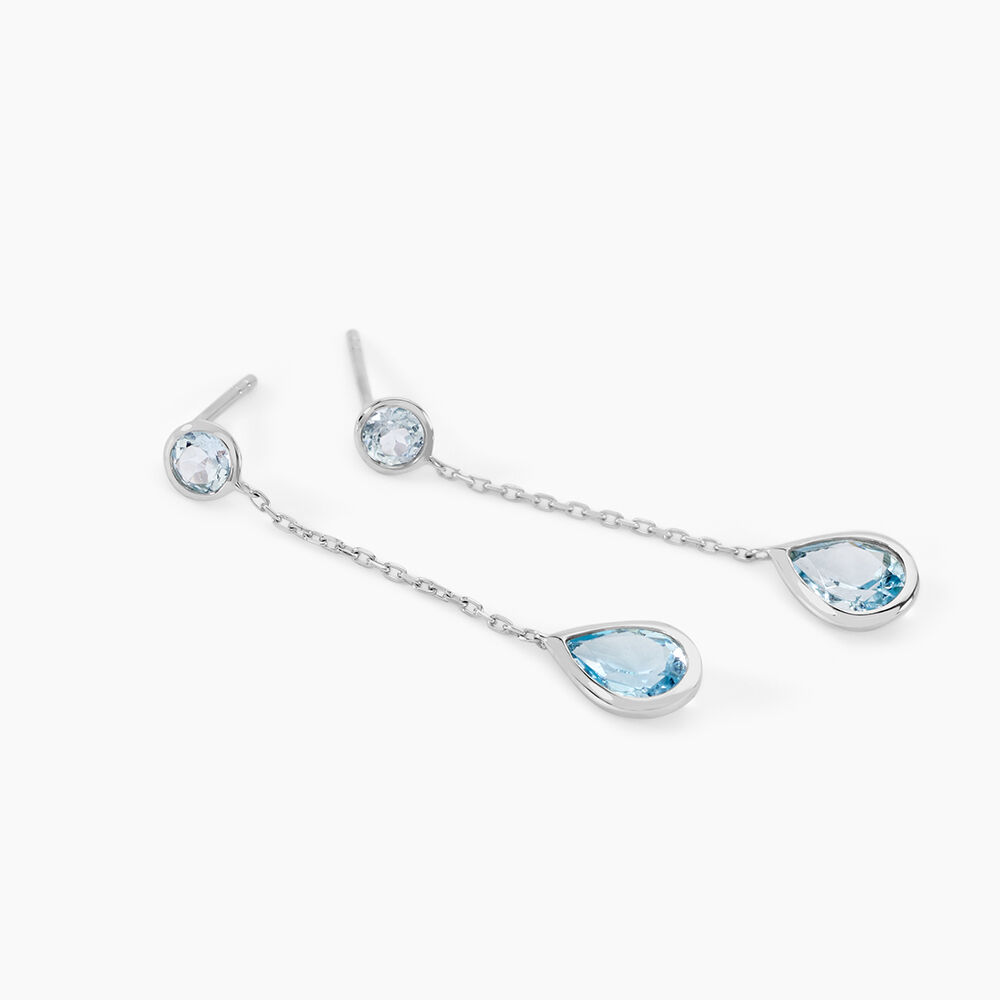 Boucles D'oreilles Pendantes Brenda Or Blanc Topaze - Pendantes Femme | Marc Orian