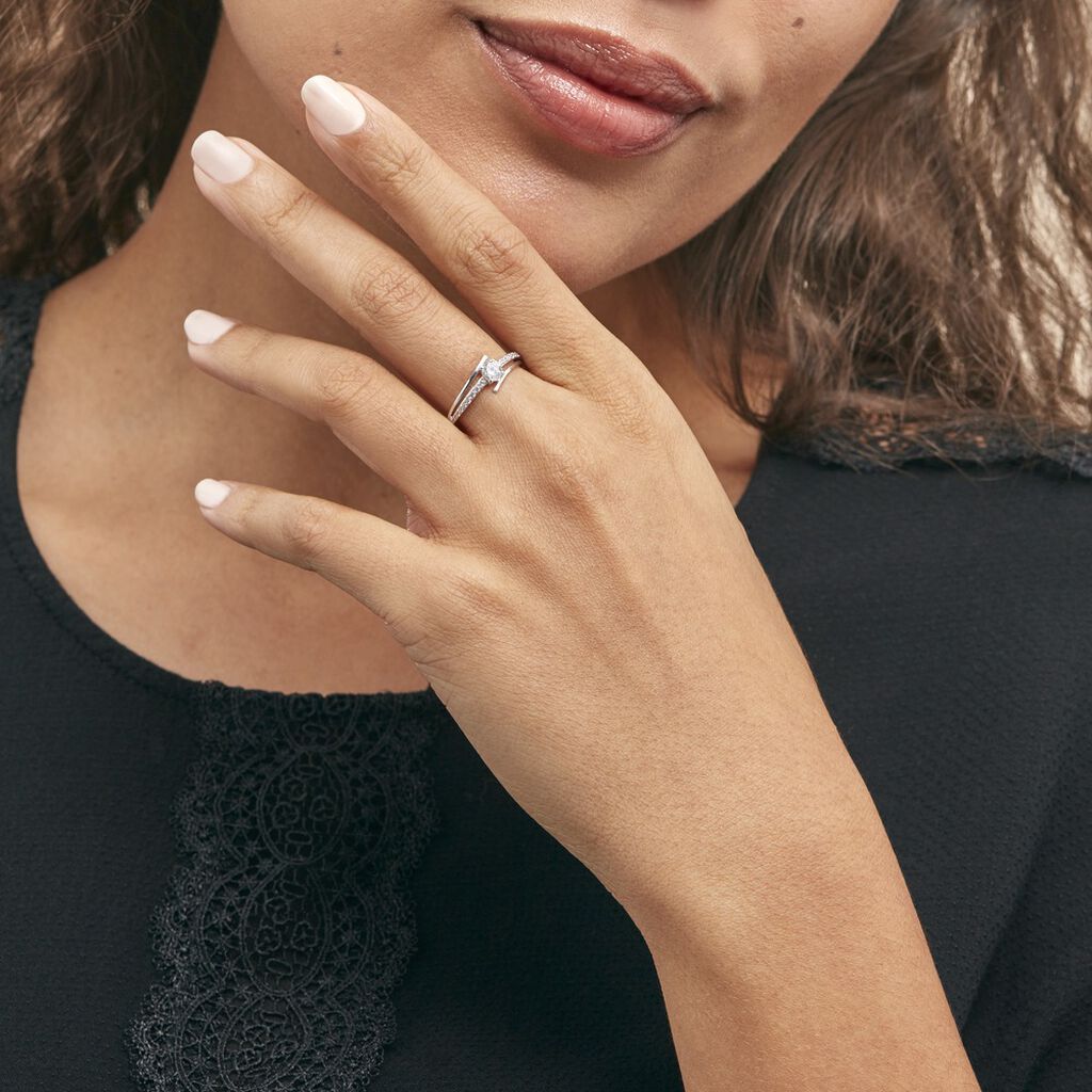 Bague April Or Blanc Oxyde De Zirconium - Bagues Solitaire Femme | Marc Orian