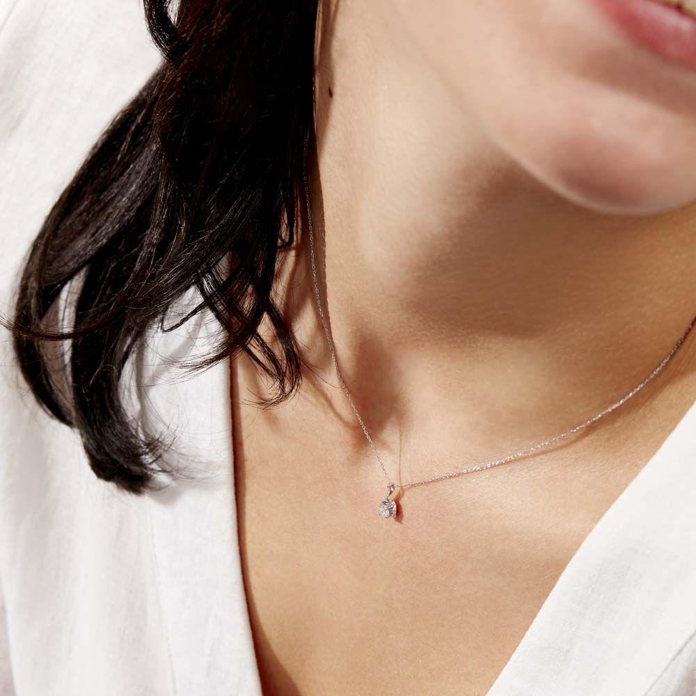 Collier Vrille Accompagnee Or Blanc Diamant - Colliers avec pierres Femme | Marc Orian