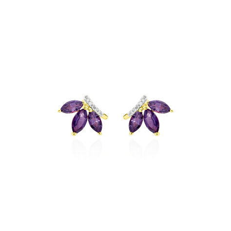 Boucles D'oreilles Puces Augustina Or Jaune Amethyste Oxyde - Clous d'oreilles Femme | Marc Orian