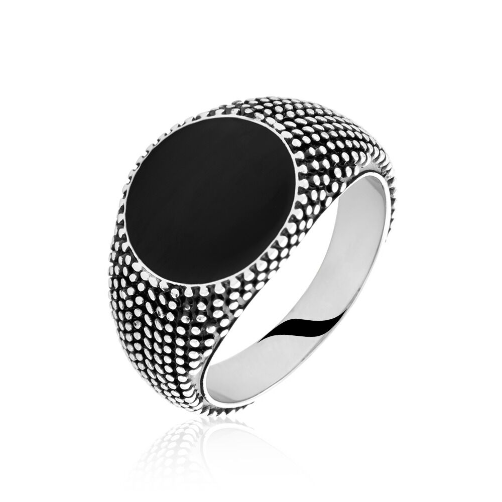 Bague Argent Blanc Tom Email Noir - Bagues grosses Homme | Marc Orian
