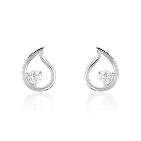 Boucles D'oreilles Puces Argent Blanc Sidonio Oxydes De Zirconium - Puces Femme | Marc Orian