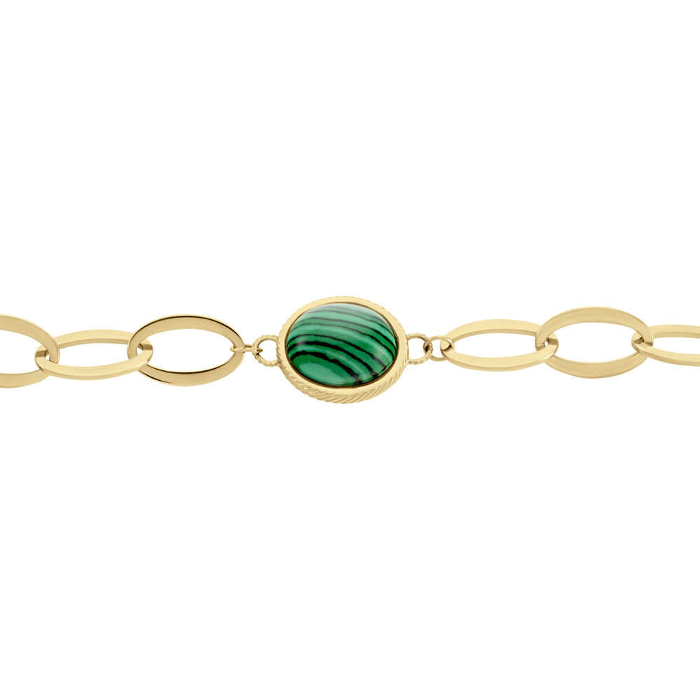 Bracelet Julyan Acier Dor&eacute; Malachite - Bracelets cha&icirc;nes Femme | Marc Orian