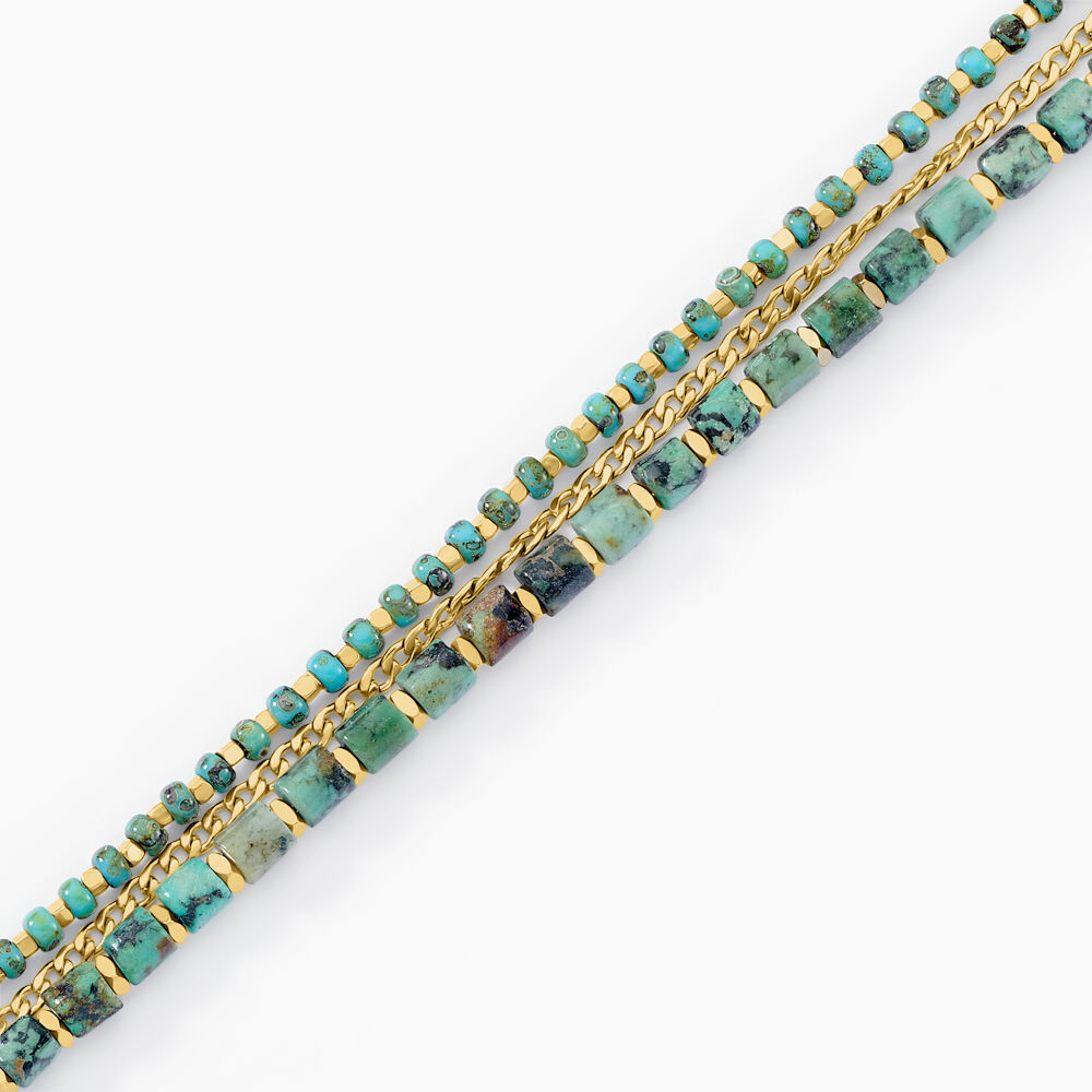 Bracelet Athena Acier Dor&eacute; Jaspe Africain - Bracelets cha&icirc;nes Femme | Marc Orian