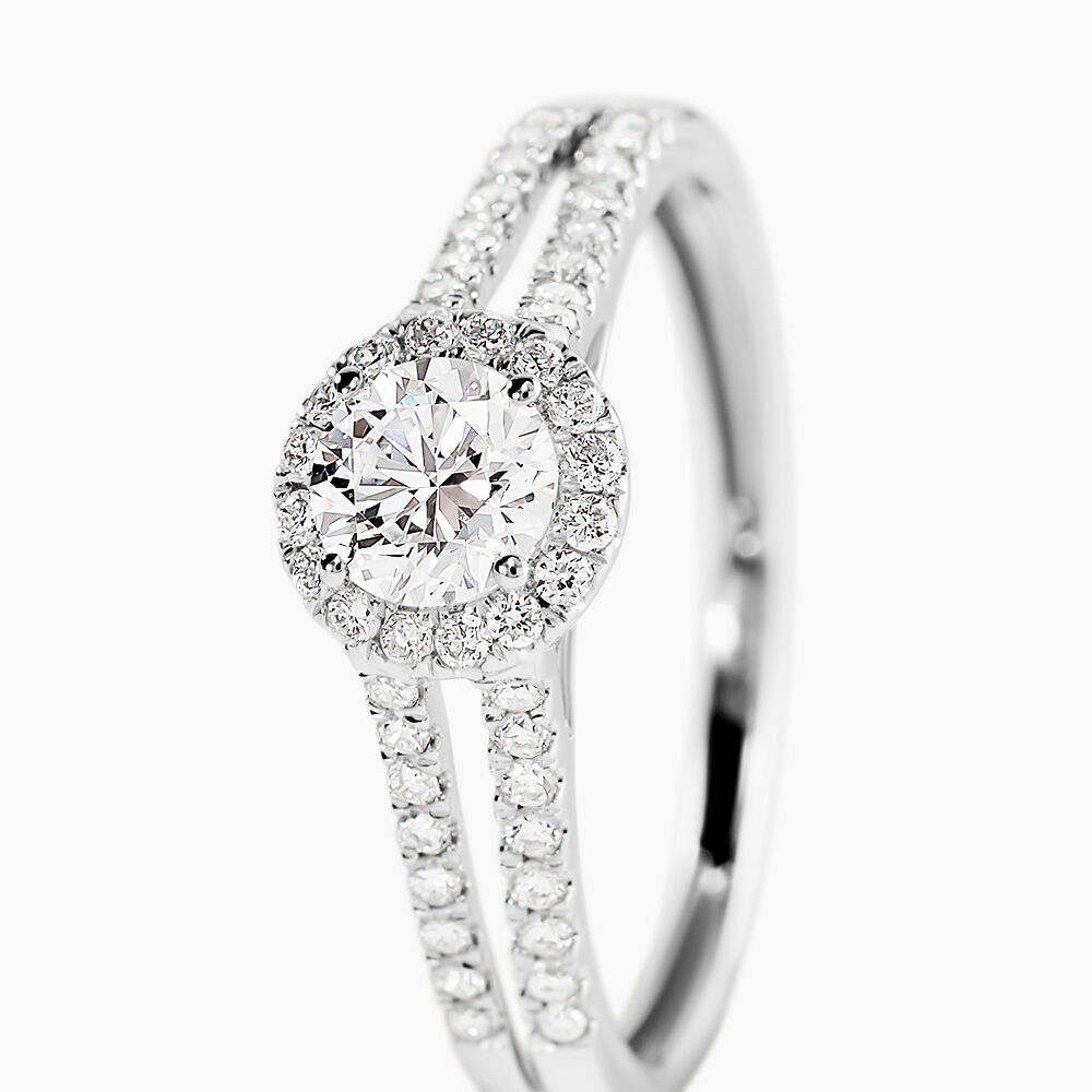 Bague Solitaire Accompagn&eacute; Sosanna Or Blanc Diamant Synth&eacute;tique - Parures de mariage Femme | Marc Orian