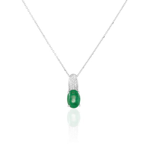Collier Crista Or Blanc Emeraude Et Diamant - Colliers avec pierres Femme | Marc Orian