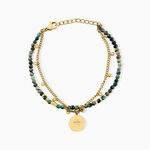 Bracelet Athena Acier Dor&eacute; Jaspe Africain - Bracelets Medailles Femme | Marc Orian