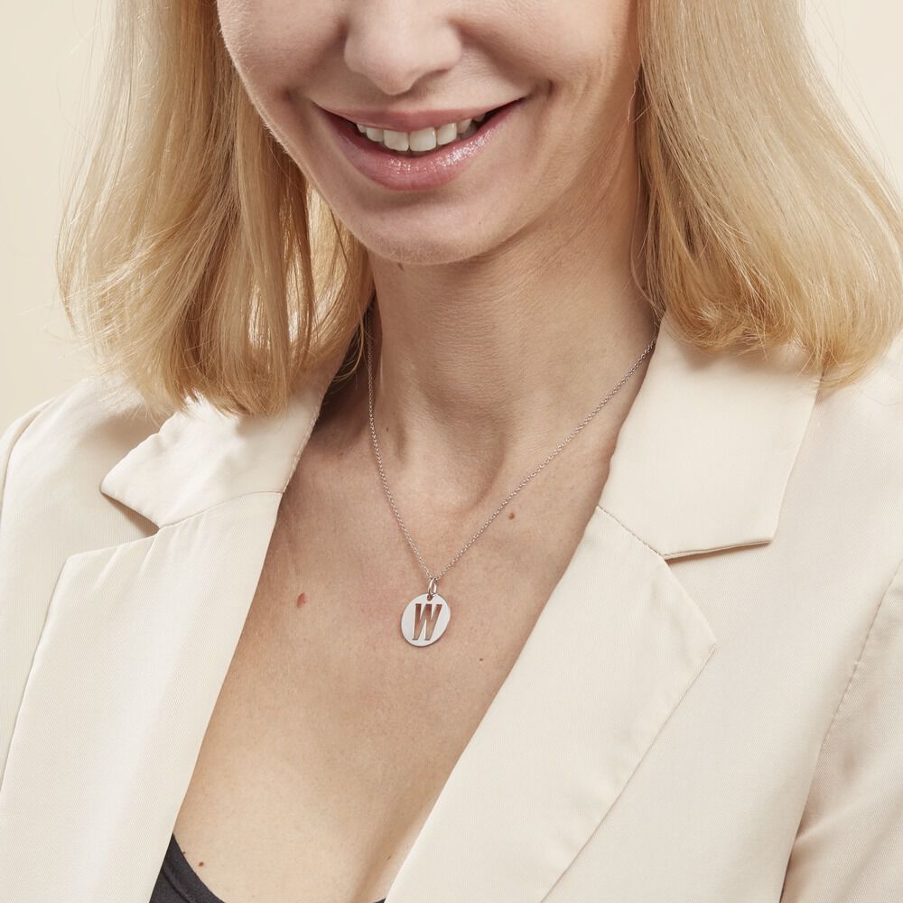 Pendentif Elio W Argent Blanc - Pendentifs Famille | Marc Orian
