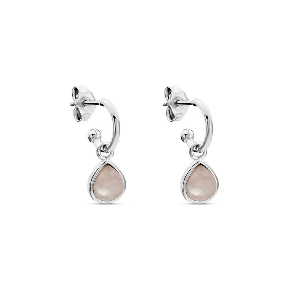 Cr&eacute;oles Tao Argent Blanc Quartz - Boucles d'oreilles pampille Femme | Marc Orian