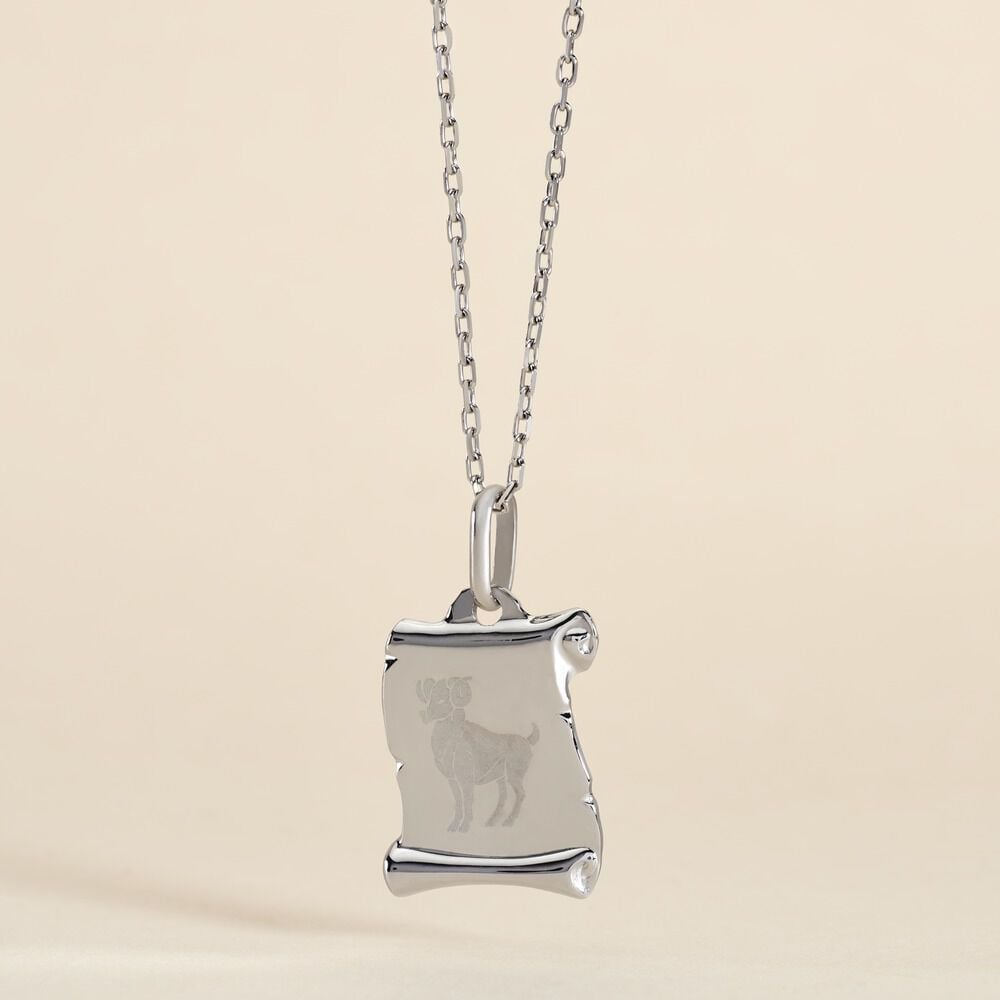 Pendentif Zodiaque Parchemin Argent Blanc - Bijoux personnalisés Famille | Marc Orian