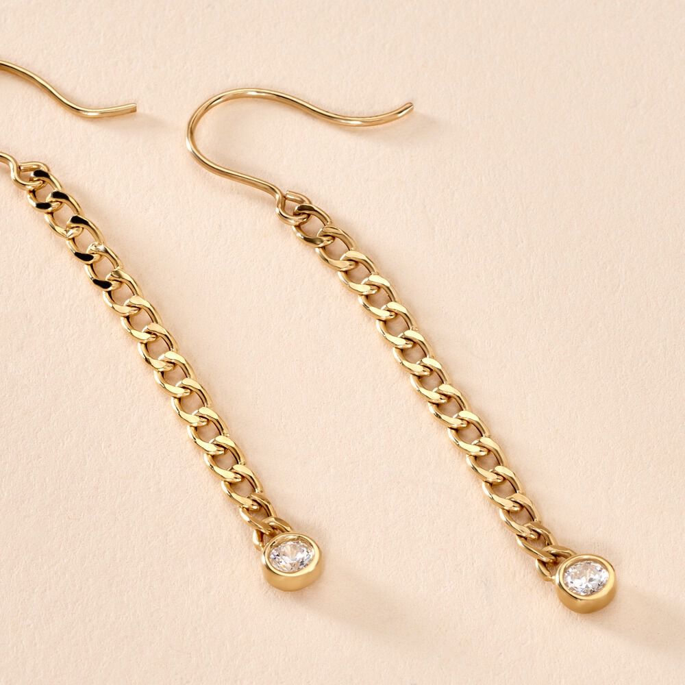 Boucles D'oreilles Pendantes Vienne Or Jaune Oxyde De Zirconium - Pendantes Femme | Marc Orian