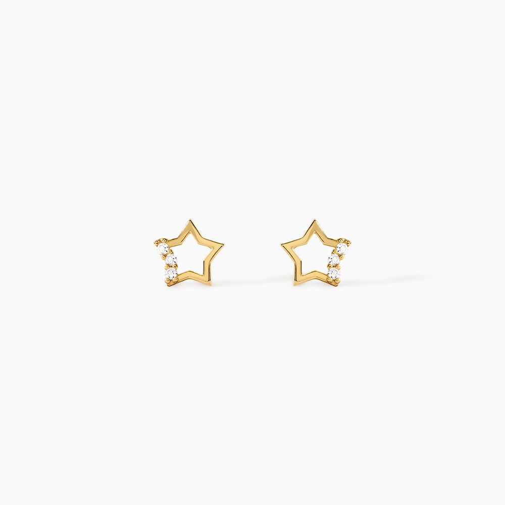 Boucles D'Oreilles Puces Camomille Argent Dor&eacute; A L'Or 750/1000 Oxyde De Zirconium - Puces Enfant | Marc Orian