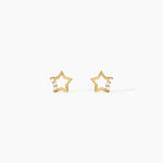 Boucles D'Oreilles Puces Camomille Argent Dor&eacute; A L'Or 750/1000 Oxyde De Zirconium - Puces Enfant | Marc Orian