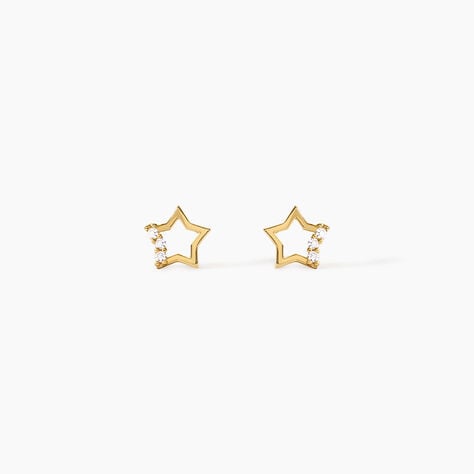 Boucles D'Oreilles Puces Camomille Argent Dor&eacute; A L'Or 750/1000 Oxyde De Zirconium - Puces Enfant | Marc Orian