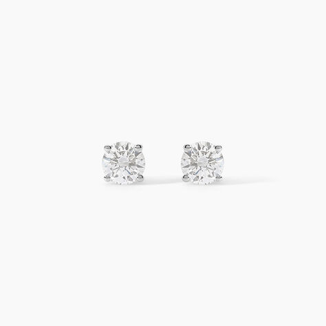 Boucles D'oreilles Puces 4 Griffes Or Blanc Diamant Synthetique - Puces Femme | Marc Orian