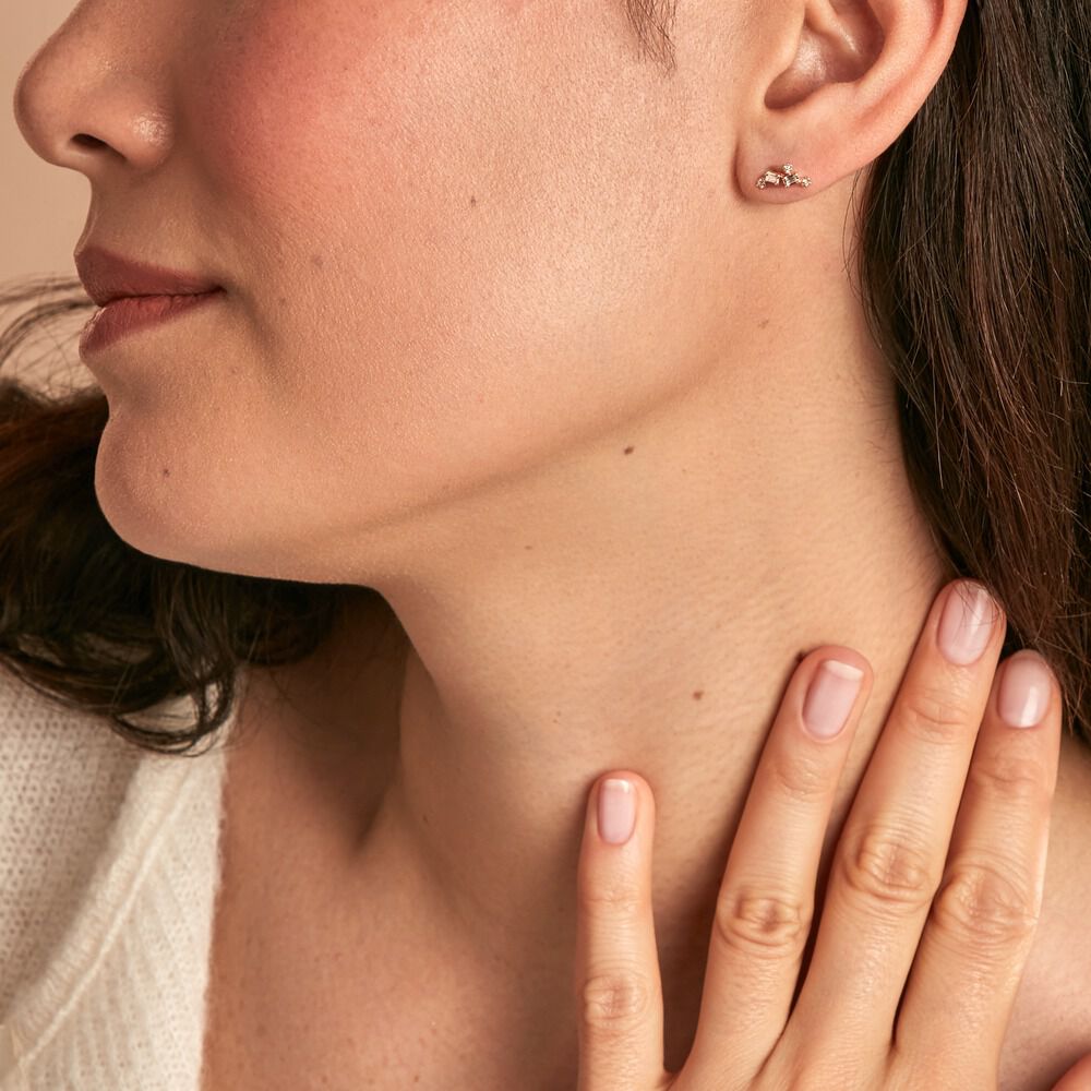 Boucles D'oreilles Puces Joy Or Jaune Diamant -  Femme | Marc Orian