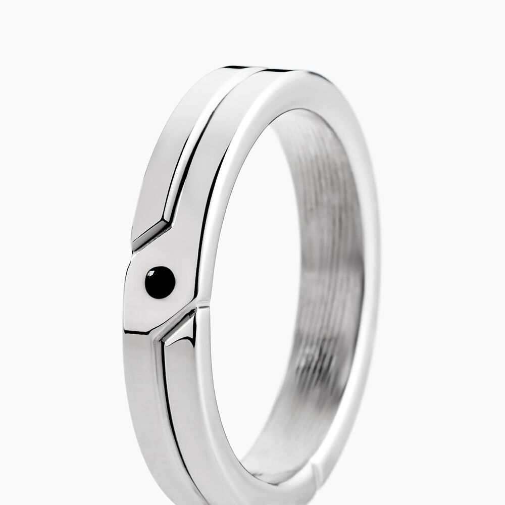 Bague Jourdan Ilker Acier Argent&eacute; Spinelle - Bagues de promesse Homme | Marc Orian