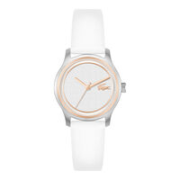 cadran argenté fond blanc bracelet cuir de veau blanc