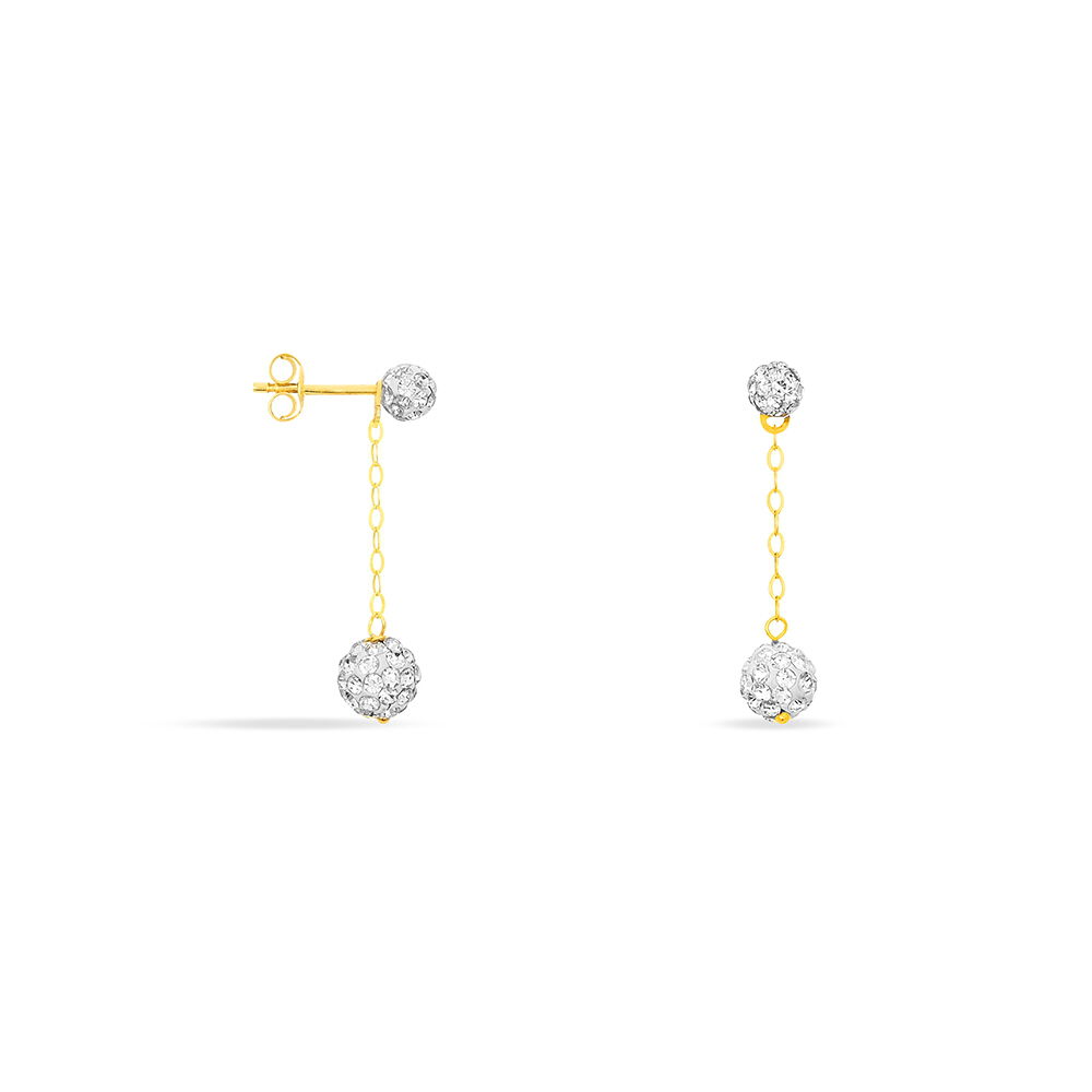 Boucles D'oreilles Pendantes Athena Or Jaune Strass - Pendantes Femme | Marc Orian