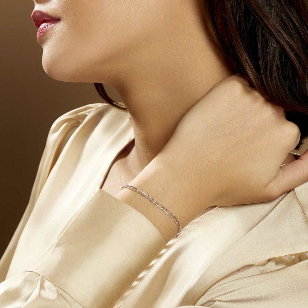 Bracelet Ophelio Maille Alternee 1/1 Or Blanc - Bracelets mailles Femme | Marc Orian