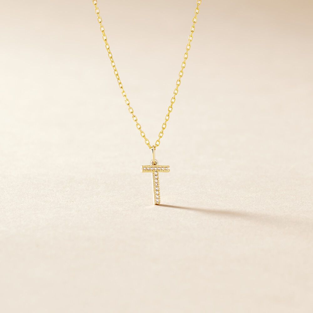 Pendentif Lettre T Or Jaune Oxyde - Pendentifs Famille | Marc Orian