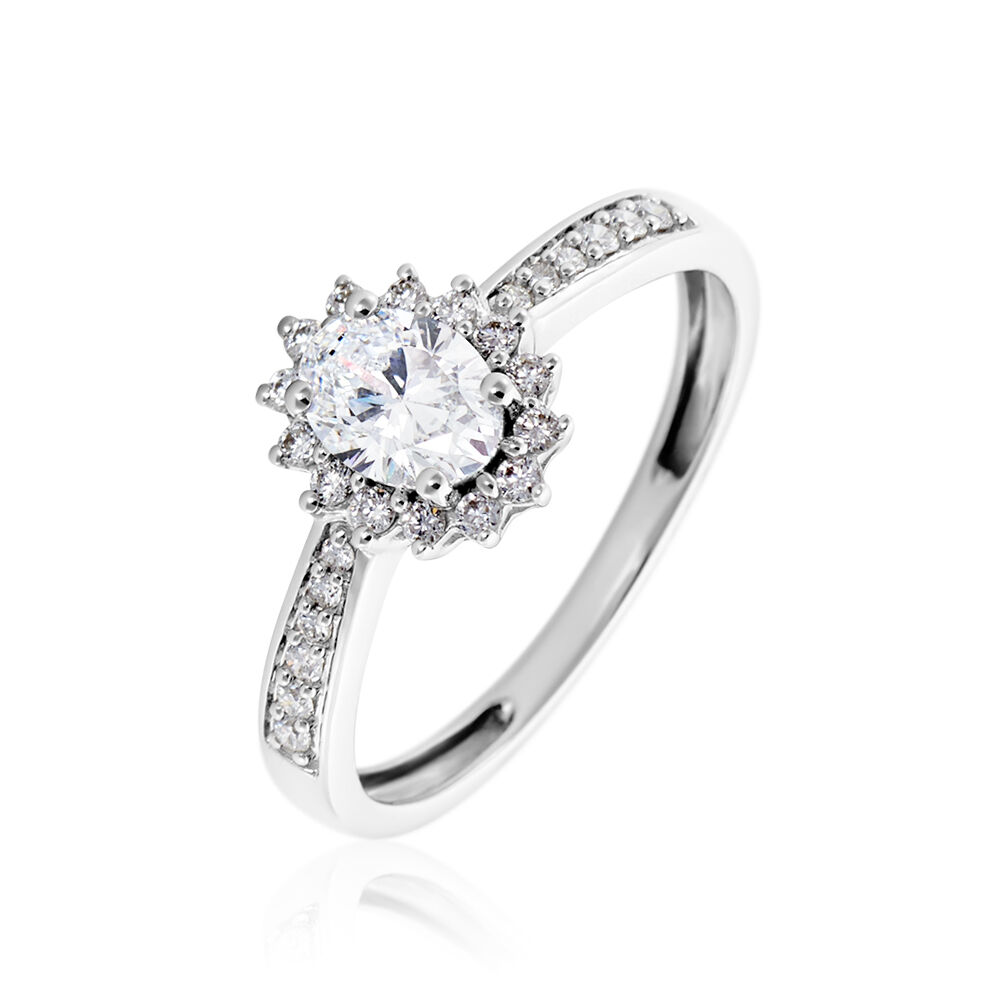 Bague Or Blanc Myles Diamants Synthétiques - Solitaires Femme | Marc Orian