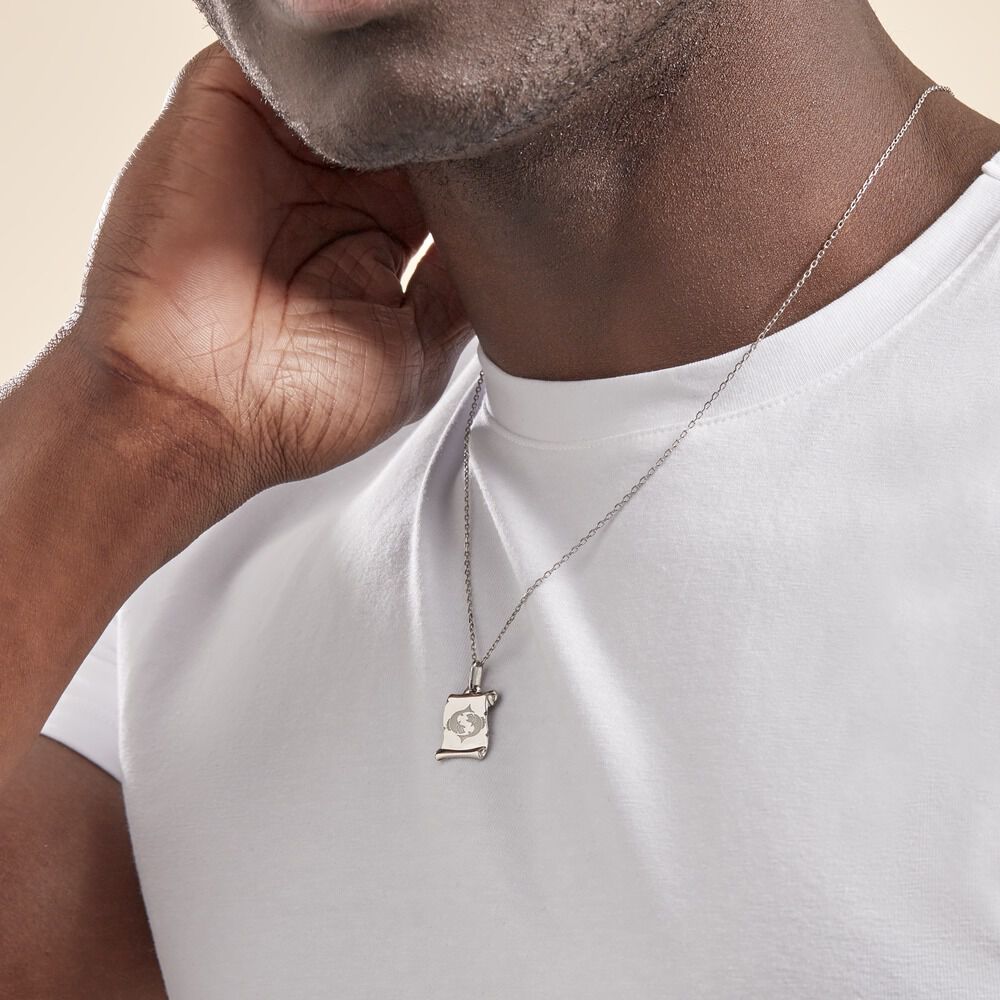 Pendentif Zodiaque Parchemin Argent Blanc - Bijoux personnalisés Famille | Marc Orian