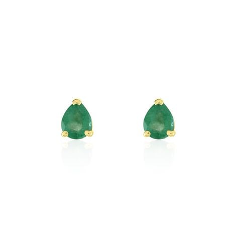 Boucles D'oreilles Puces Or Jaune Isador Emeraude - Puces Femme | Marc Orian