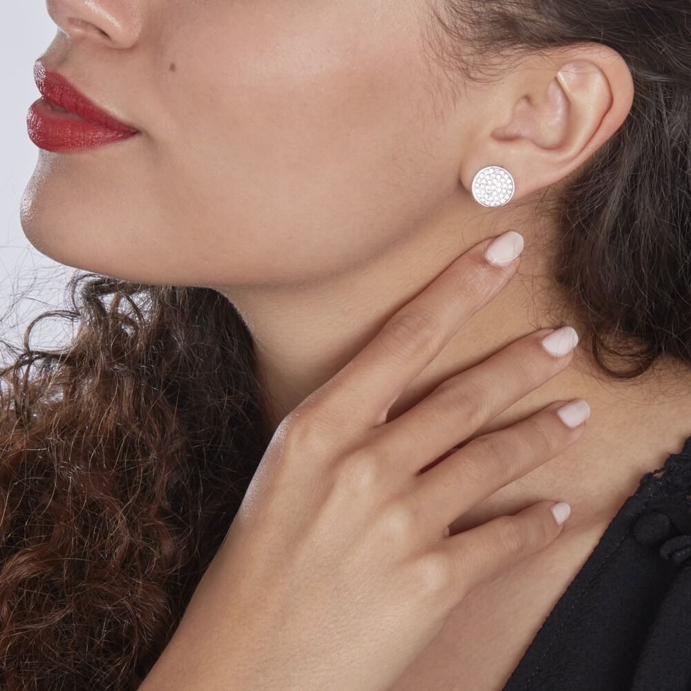 Boucles D'oreilles Puces Darwin Argent Blanc Oxyde - Puces Femme | Marc Orian