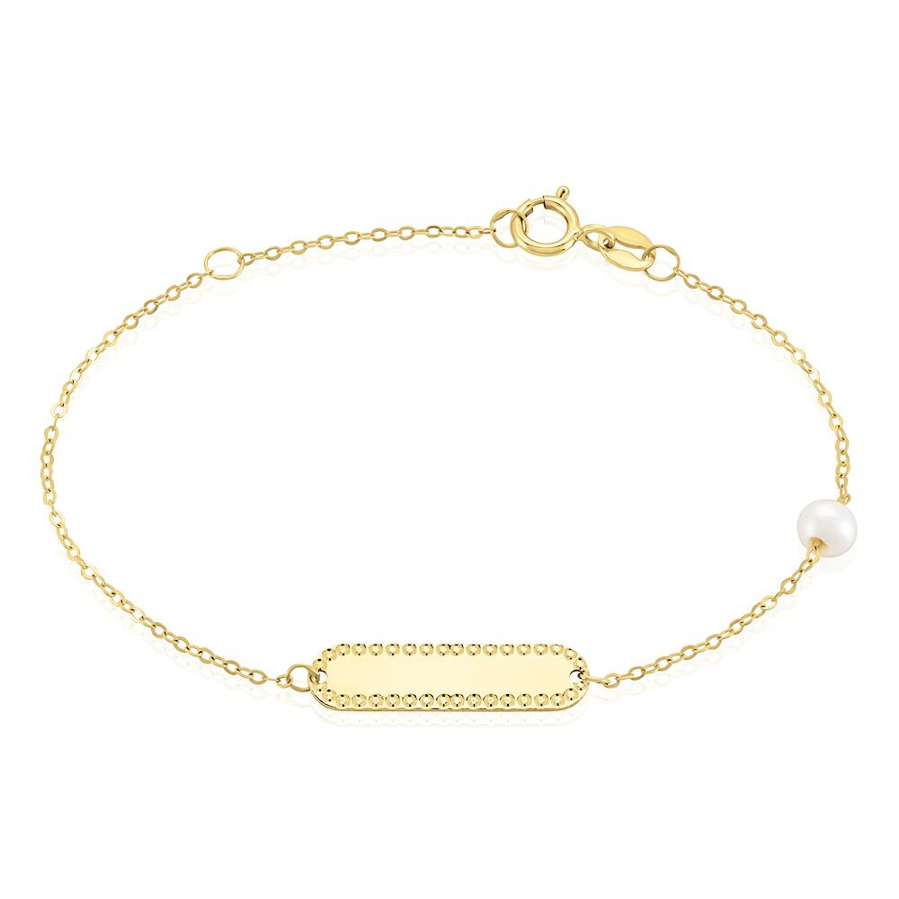 Bracelet Identité Gaspardine Maille Forçat Or Jaune Perle De Culture - Gourmettes Enfant | Marc Orian