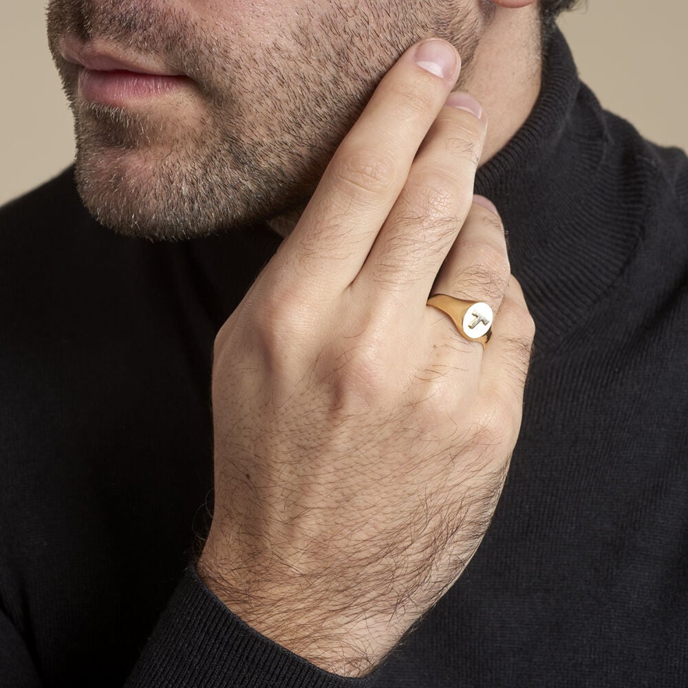 Chevalière Ciril Ovale 1 Initiale Or Jaune - Chevalières Femme | Marc Orian