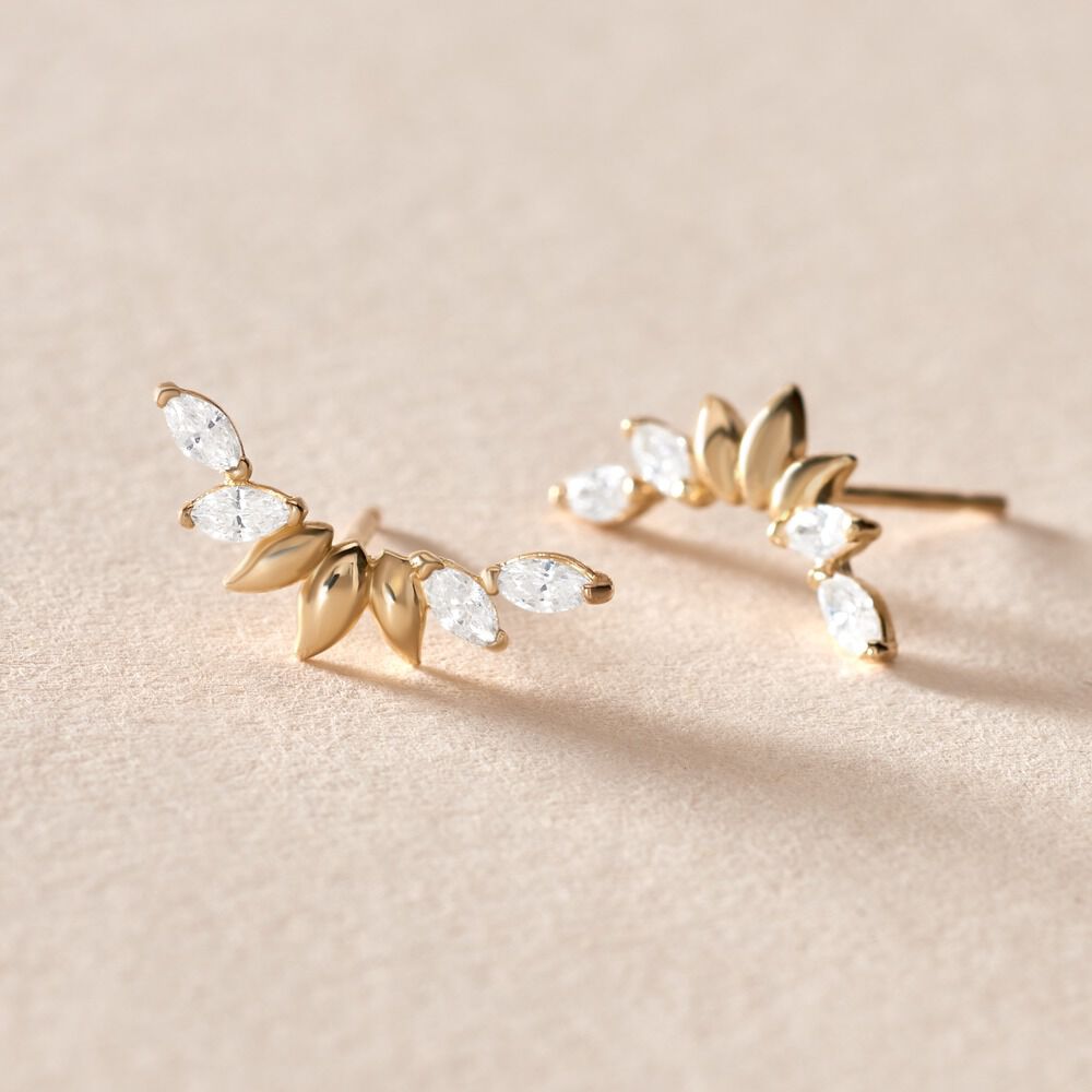 Boucles D'oreilles Puces Miyako Or Jaune Oxyde De Zirconium - Puces Femme | Marc Orian